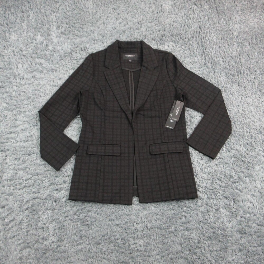 Liverpool Los Angeles Blazer Womens XS Black Tattersall Check Lined NWT